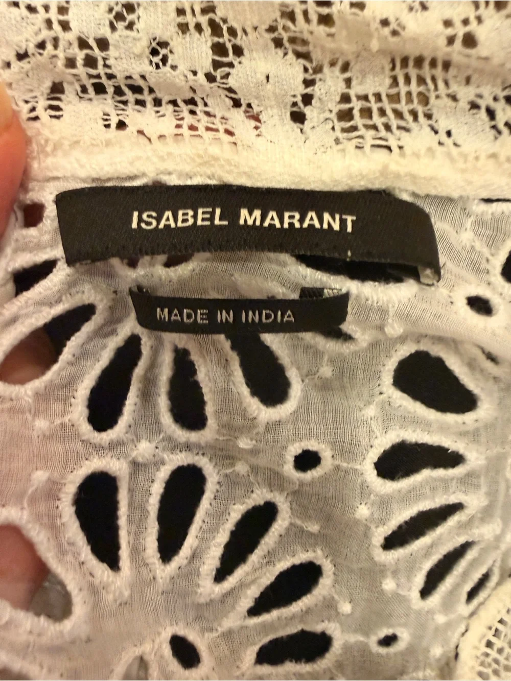 Isabel Marant Women’s White Eyelet Lace Short Sleeve Top sz L